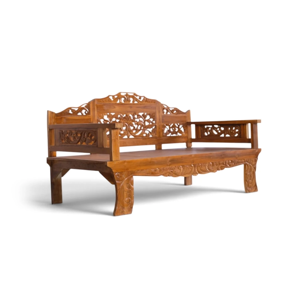 Carved Teak Bench