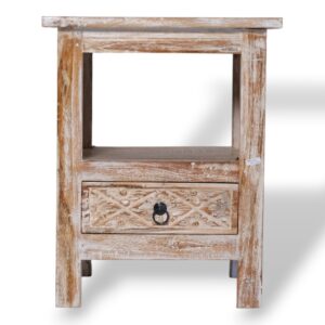 Rustic Carved Bedside Pedestal