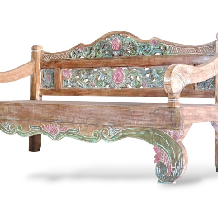 Carved Bench BEB3267 200x80x104 Close Up Carved Bench BEB3267 200x80x104 Close Up