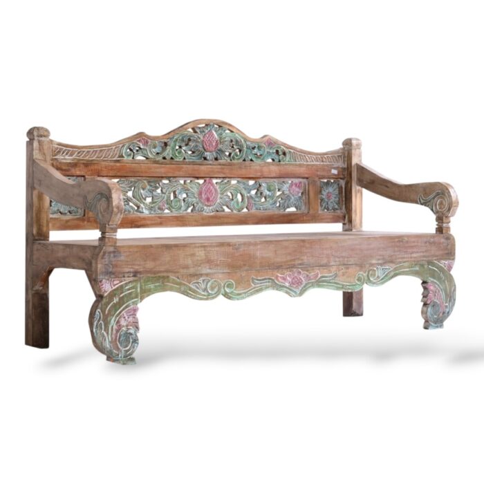 Carved Bench BEB3267 200x80x104 Side View Carved Bench BEB3267 200x80x104 Side View