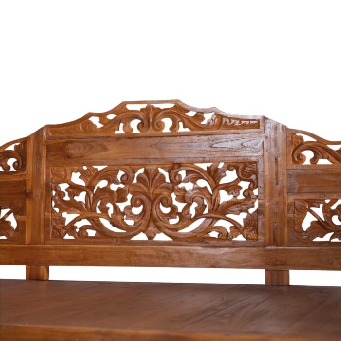 Carved Teak Bench BEB3271 133x1073x100 Close Up Carved Teak Bench BEB3271 133x1073x100 Close Up