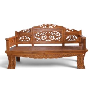 Hand-Carved Teak Openwork Bench