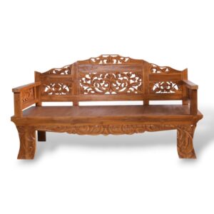 Hand-Carved Teak Openwork Bench