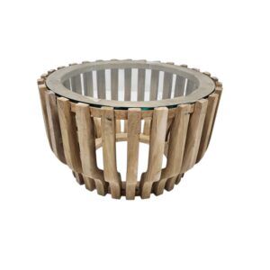 Vesper Teak & Glass Round Coffee Table