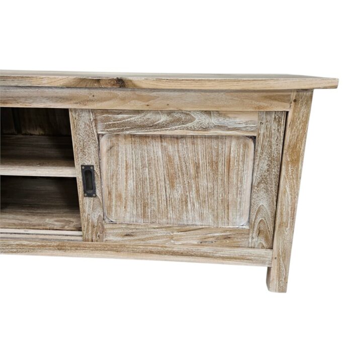 Flint Media Unit Teak JAW9018 Close Flint unit, angle view