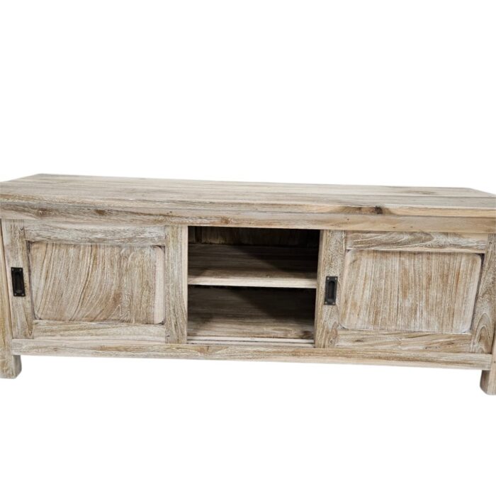 Flint Media Unit Teak JAW9018 Close Up Sliding doors open, detail