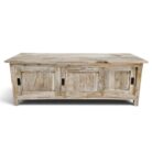 Flint teak TV unit with sliding doors, front view