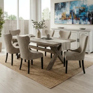 X-Leg Weathered Timber Rectangular Dining Table