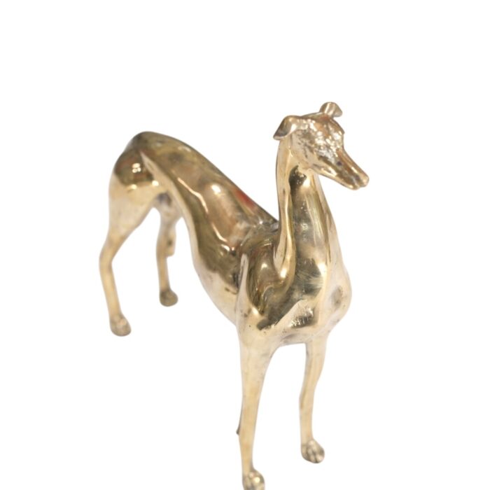 Golden Dog Statue Close Up GOL1007_38x30_1.800gr Brass greyhound, angle view