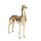 Polished brass greyhound statue, side view