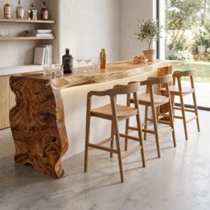 4m Waterfall Suar Bar Table