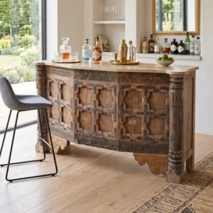 Tiko Carved Reclaimed Old Door Bar Counter