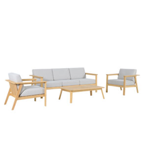 Laguna 4-Piece Eucalyptus Lounge Set with Outdoor Covers
