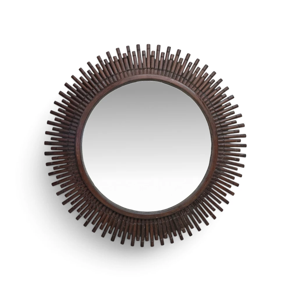 Brown Bambu Wall Mirror Round