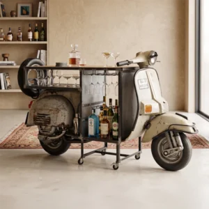 Beige Vintage Scooter Industrial Bar Counter