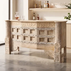 Auden Carved Wooden Bar Counter
