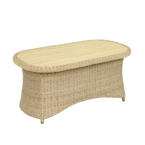 Marmaris wicker outdoor coffee table, angle view
