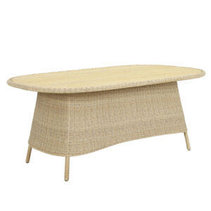Marmaris wicker outdoor dining table, angle view