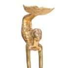 Polished brass acrobat mermaid statue, side view, photo 3