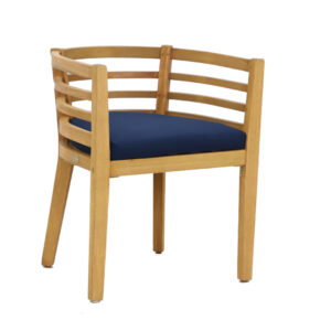 Nikos Slatted Patio Tub Chair with Navy Cushion
