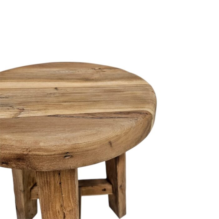 Rustic Teak Stool NJA7920 Close Up Teak seat, detail