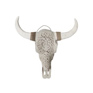 Carved White Buffalo Skull Wall Mount