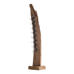 Freestanding Natural Teak & Iron 12-Bottle Wine Rack