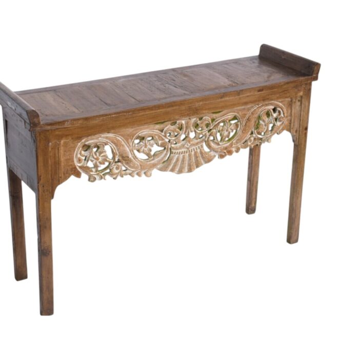 Teak-Carved-Console-Table-BEB8422A-120x45x80_21.000gr-Side-View Carved teak console table with raised curved side lip