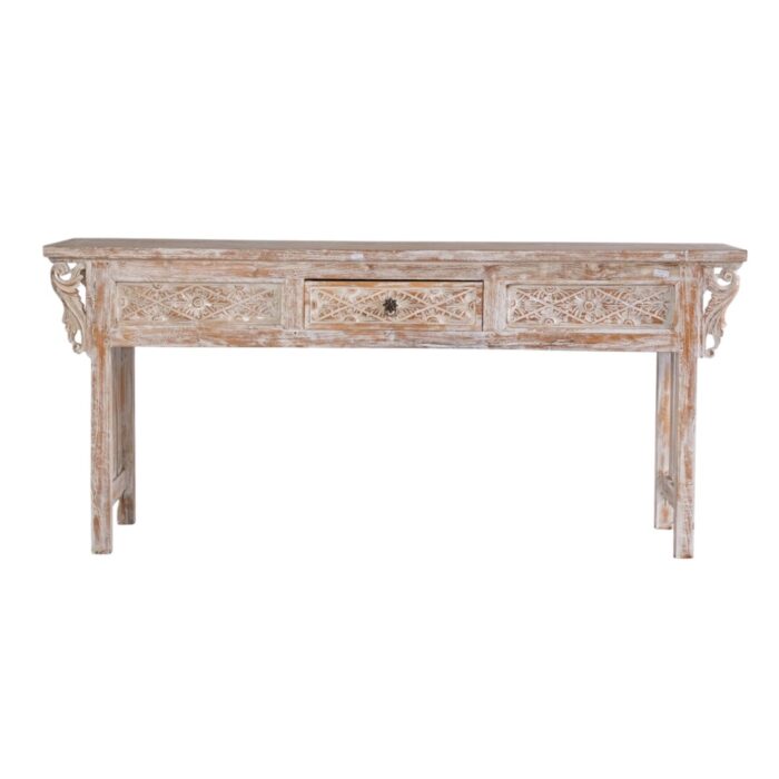 Teak Carved Console Table BEB8424 140x45x80 Front Teak Carved Console Table BEB8424 140x45x80 Front