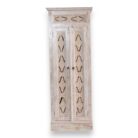 Whitewashed carved teak tall cupboard with 2 doors, front view