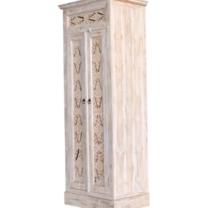 Traditional latch on carved teak cupboard