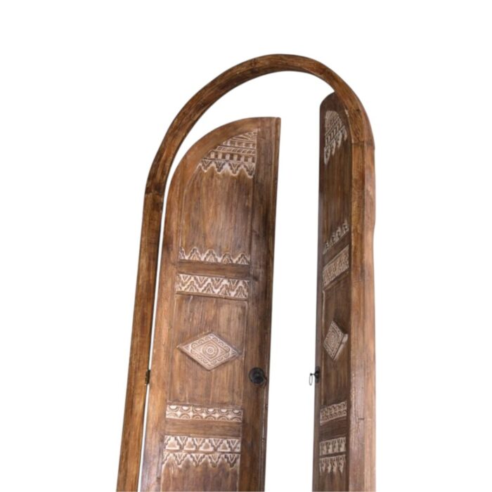 Teak-Door-BEB9070-120x10x255-Close-Open-1024x1024 Solid teak arched door partition, side angle
