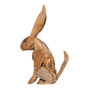 Teak Driftwood Sitting Rabbit Statue