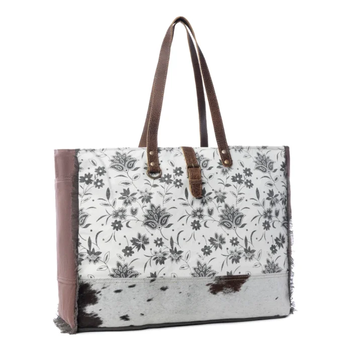 BAG FLORAL TOTE D20 LEATHHIDE B&W KMH26012 Side