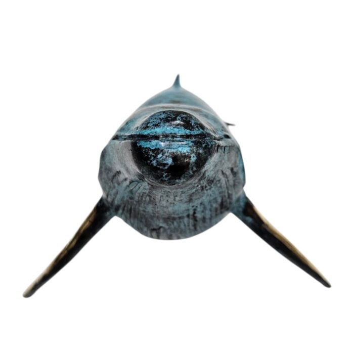 Blue And Gold Metal Whale On Stand GOL0980