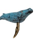 Blue And Gold Metal Whale On Stand GOL0980 Close