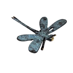 Small Brass Dragonfly Accent in Metallic Blue & Gold Finish