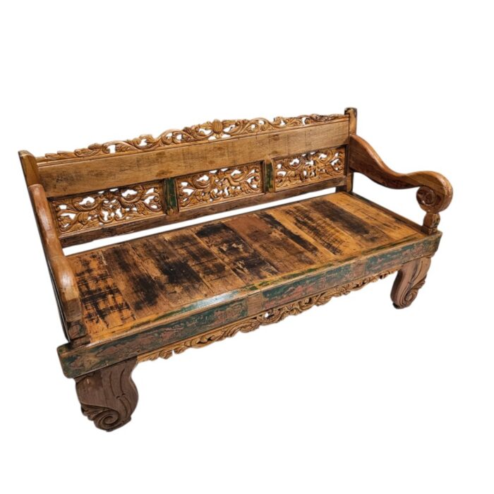 Brown Carved Bench BEB3265 Side Brown Carved Bench BEB3265 Side