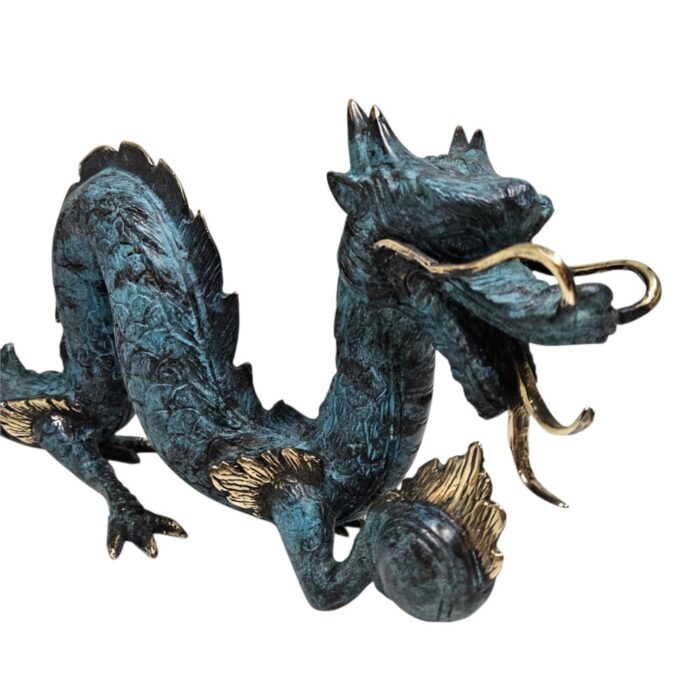 Gold And Blue Dragon With Ball GOL0099 Close Front Gold And Blue Dragon With Ball GOL0099 Close Front