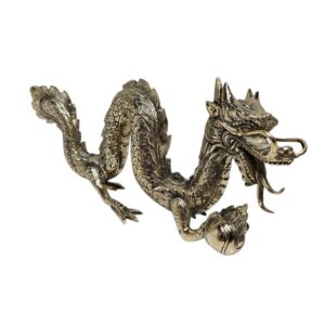 Solid Brass Dragon with Flaming Pearl in Polished Finish