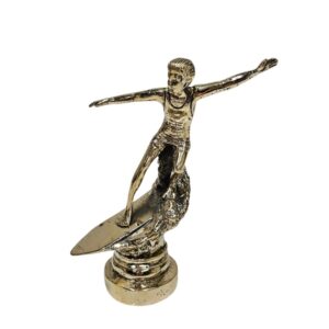 Brass Surfer Riding Wave in Polished Gold Finish
