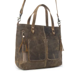 Ivy Distressed Brown Genuine Leather Handbag & Shoulder Bag