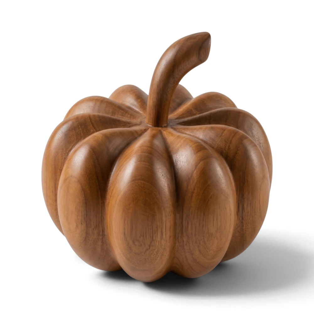 Carved Teak Pumpkin, Large