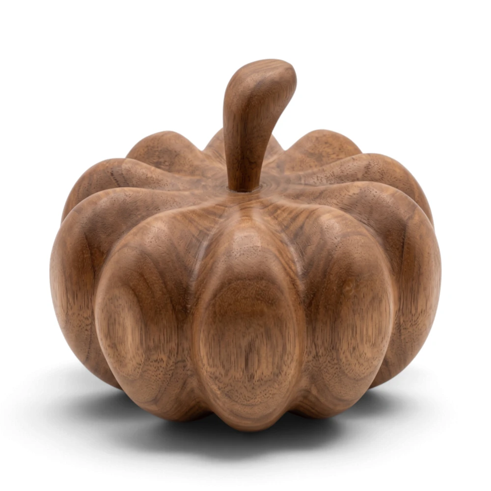 Carved Teak Pumpkin, Small