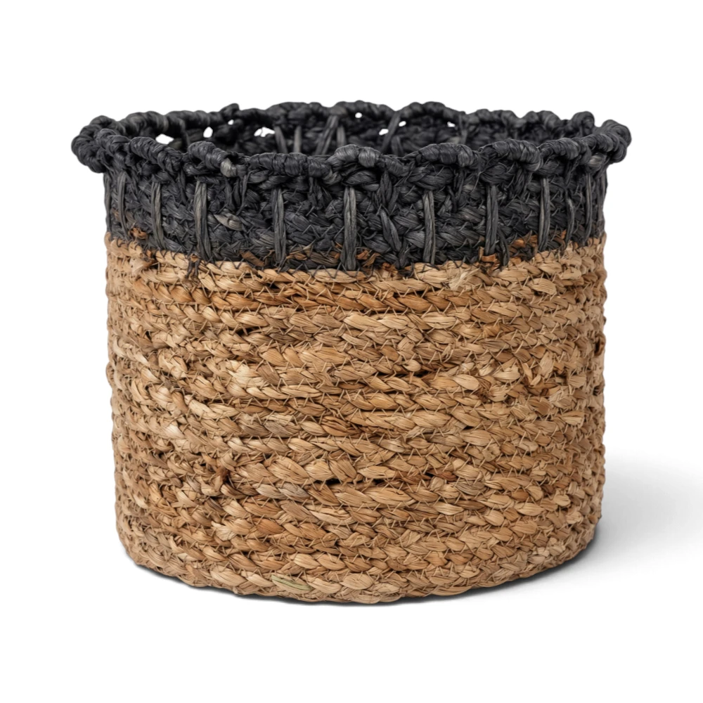 Celo Black Raffia Basket, Large