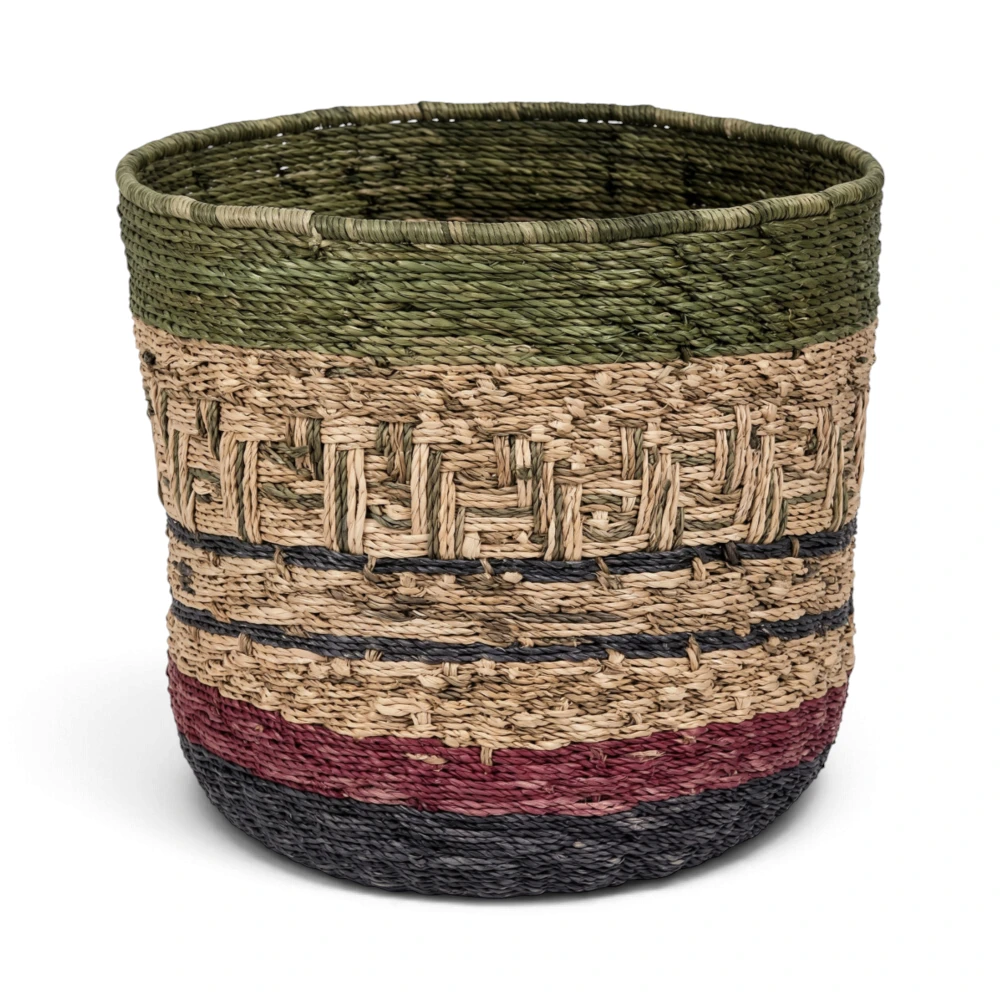 Vanca Green and Red Cotton Basket