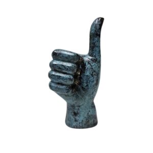 Brass Thumbs Up Gesture in Metallic Blue & Gold Finish