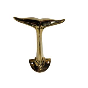 Brass Whale Tail Wall Hook in Polished Gold