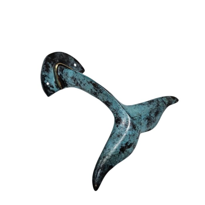 Whale Tail Wall Hook Blue And Gold GOL0930 Side
